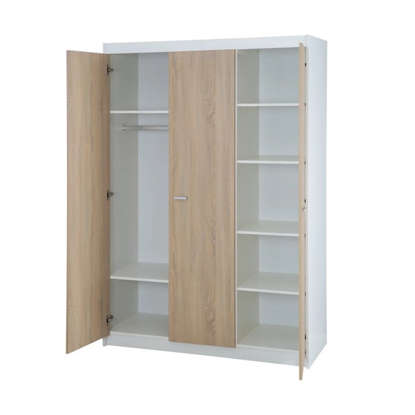 Fehér-natúr színű gyerek ruhásszekrény tölgyfa dekorral 131x190 cm Gabriella – Roba-image-3