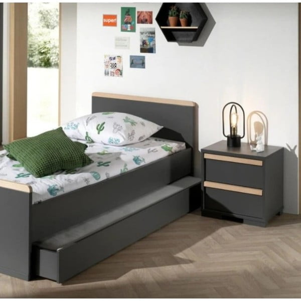 Sötétszürke gyerek éjjeliszekrény London – Vipack-image-1