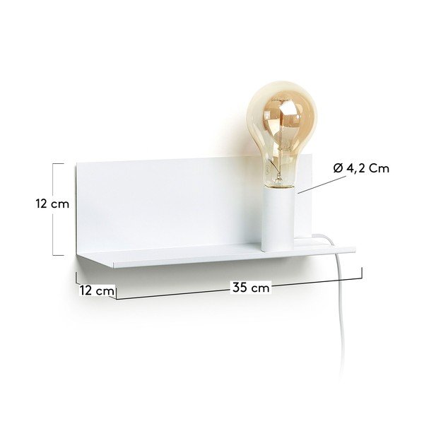 Fehér fali lámpa polccal Hannah – Kave Home-image-3