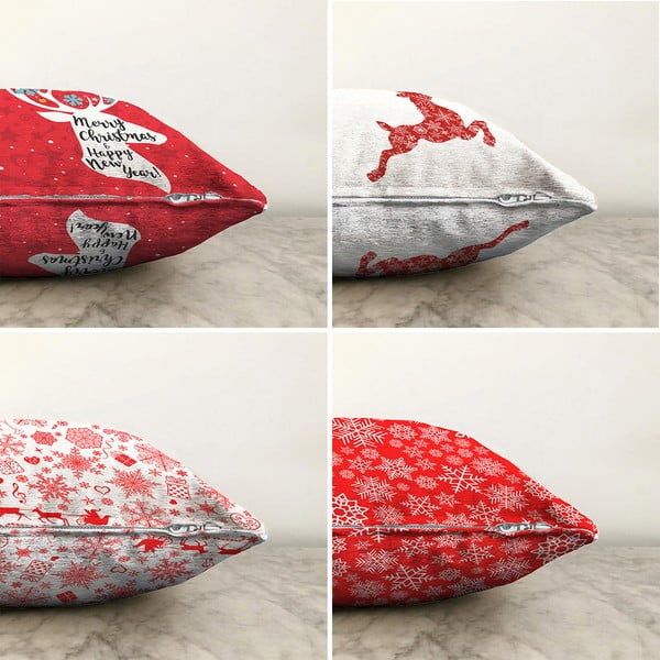 Christmas Reindeer 4 db-os karácsonyi zsenília párnahuzat szett, 55 x 55 cm - Minimalist Cushion Covers-image-1