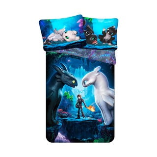 Kék egyszemélyes pamut gyerek ágyneműhuzat 140x200 cm How To Train Your Dragon – Jerry Fabrics