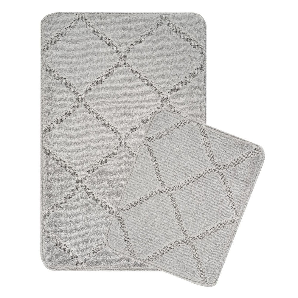 Világosszürke fürdőszobai kilépő szett 2 db-os 50x80 cm Cizgili Foutastic