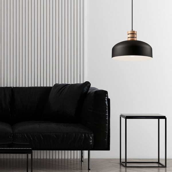 Fekete függőlámpa fém búrával ø 30 cm Cosmo – LAMKUR-image-1