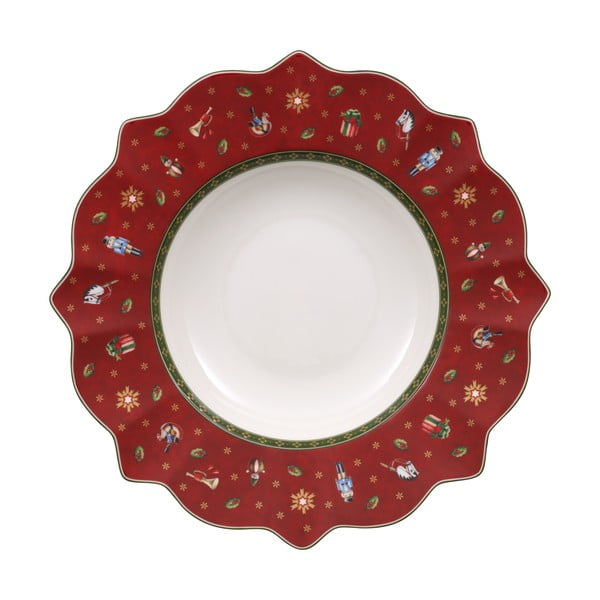 Piros porcelán mélytányér tányér karácsonyi motívummal, ø 26 cm - Villeroy & Boch