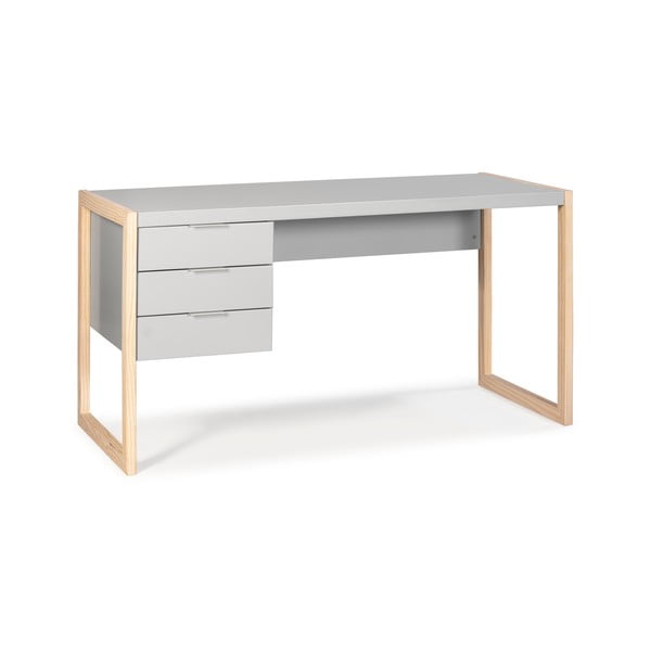 Frank szürke íróasztal borovi fenyőfa lábakkal - Marckeric-image-2