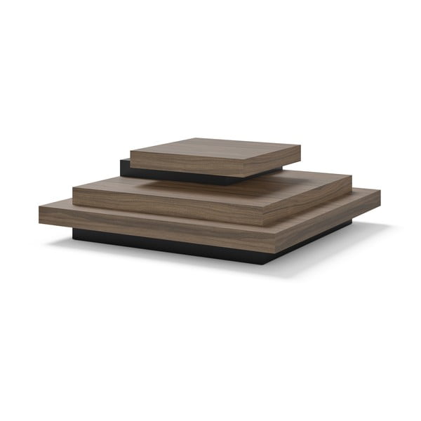 Fekete-natúr színű dohányzóasztal diófa dekorral 110x110 cm Slate – TemaHome-image-2