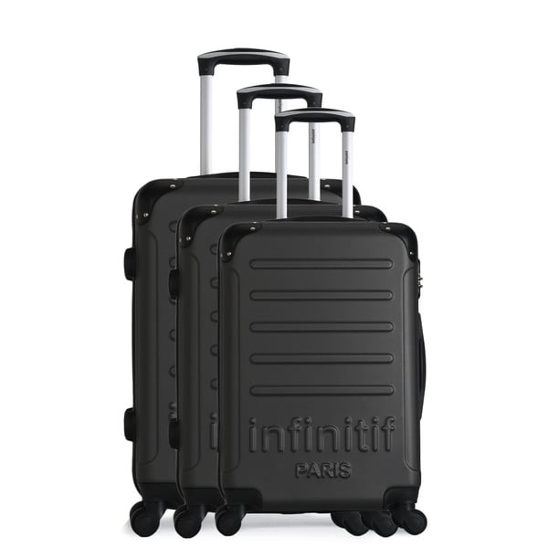 Horten-A 3 db-os sötétszürke gurulós bőrönd szett - Infinitif