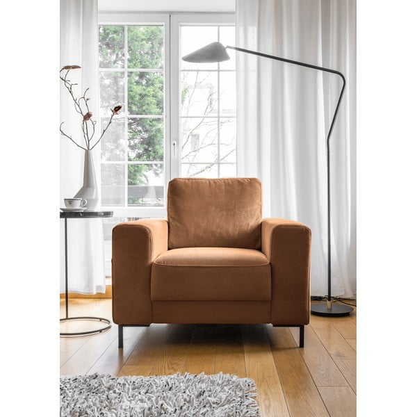 Narancssárgásbarna kordbársony fotel Lofty Lilly – Miuform-image-1