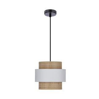Fehér-natúr színű függőlámpa rattan búrával ø 20 cm Rattan – Candellux Lighting