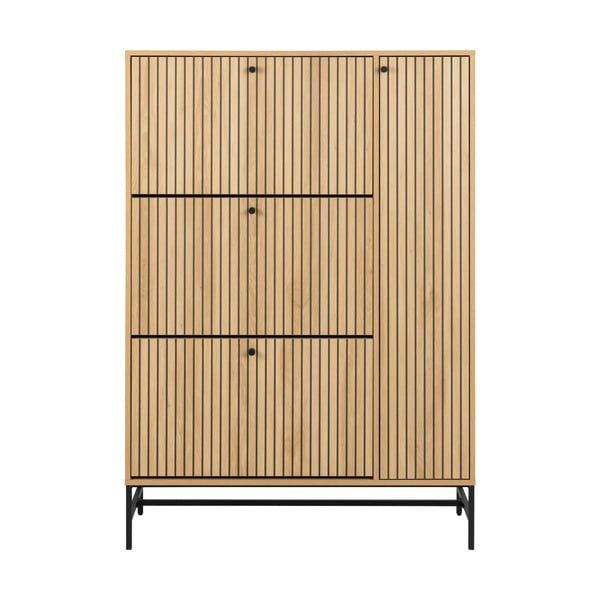 Natúr színű billenő ajtós cipőtartó tölgyfa dekorral 99x140x35 cm Albany  – Actona-image-4