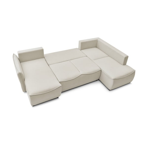 Krémszínű kinyitható sarokkanapé (jobb oldali) Leon – Bobochic Paris-image-3