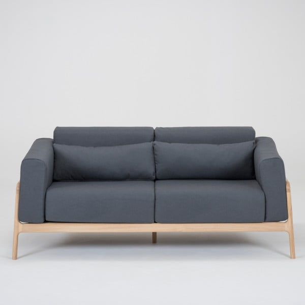 Fawn szürke 2 személyes kanapé, masszív tölgyfa szerkezet - Gazzda