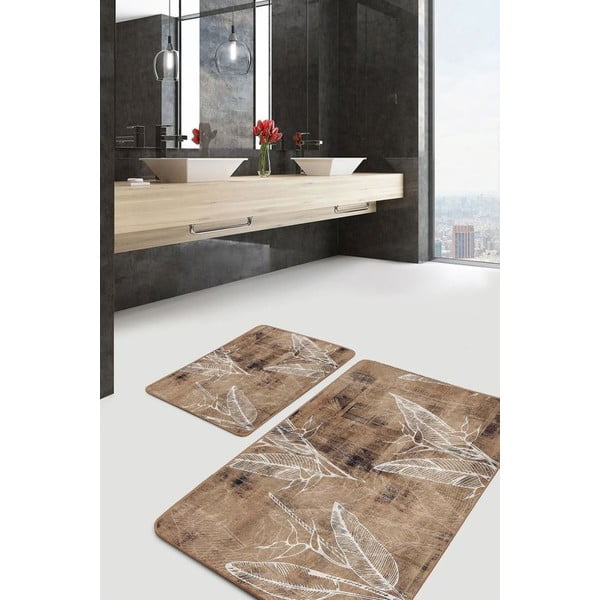 Barna bársony fürdőszobai kilépő szett 2 db-os 60x100 cm – Mila Home-image-4