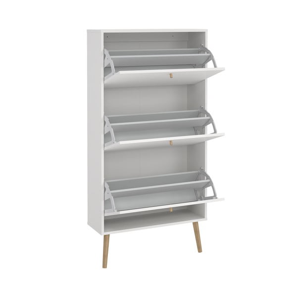 Fehér billenő ajtós cipőtartó Bodo – Tvilum-image-4