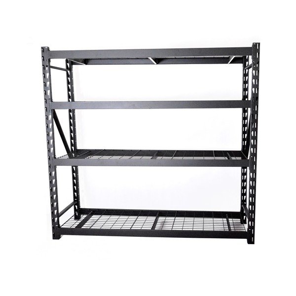 Fekete fém polcos tároló állvány 196x183 cm – Rojaplast-image-1