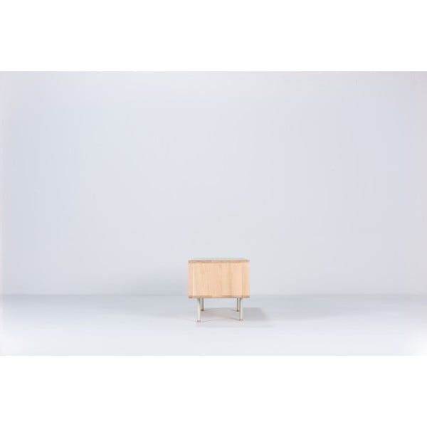 Fehér-natúr színű tölgyfa TV-állvány 160x48 cm Fina – Gazzda-image-4