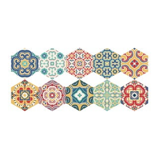 Floor Stickers Hexagons Lorena 10 db-os padlómatrica szett, 40 x 90 cm - Ambiance