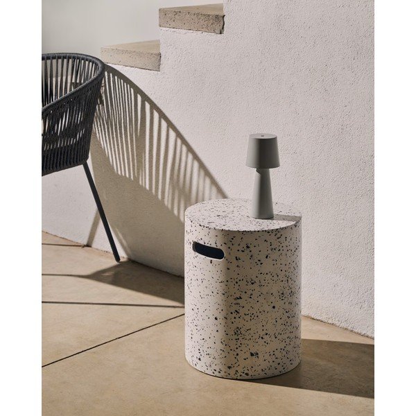 Jenell fehér beton kerti tárolóasztal, ⌀ 35 cm - Kave Home-image-1