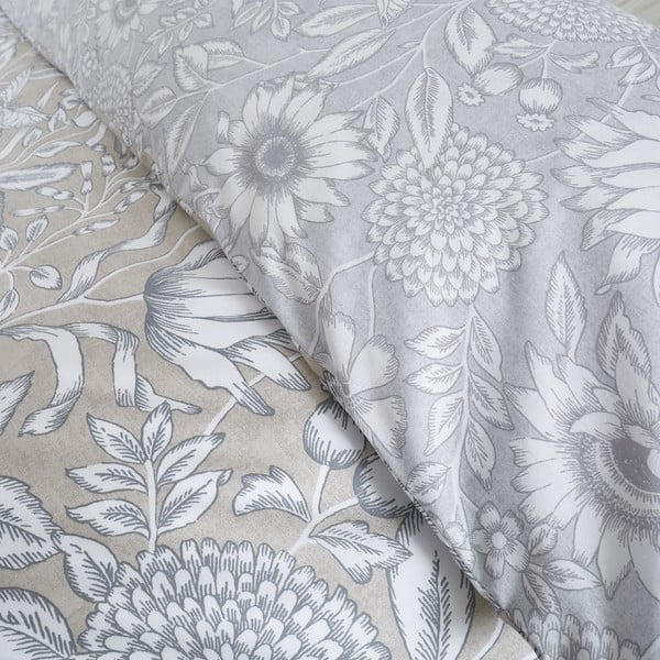 Szürke ágyneműhuzat 200x135 cm Tapestry Floral - Catherine Lansfield-image-4