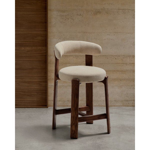 Bézs-sötét natúr színű kőrisfa bárszék (ülésmagasság 65 cm) Granite – Kave Home-image-1