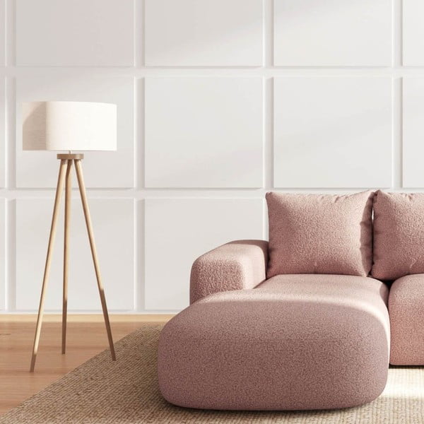 Rózsaszín buklé sarokkanapé (bal oldali-heverő résszel) Monce – Rodier-image-3