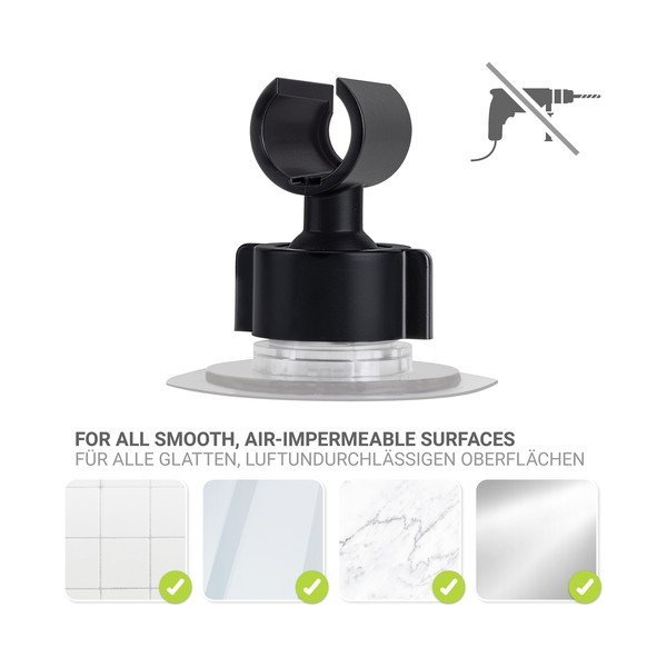 Fekete öntapadós műanyag zuhanyfej tartó Libertà – Wenko-image-3