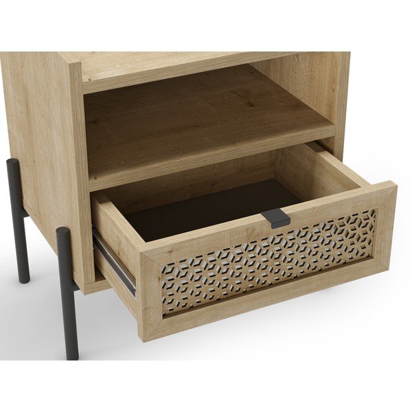 Natúr színű éjjeliszekrény tölgyfa dekorral Inca – Marckeric-image-3