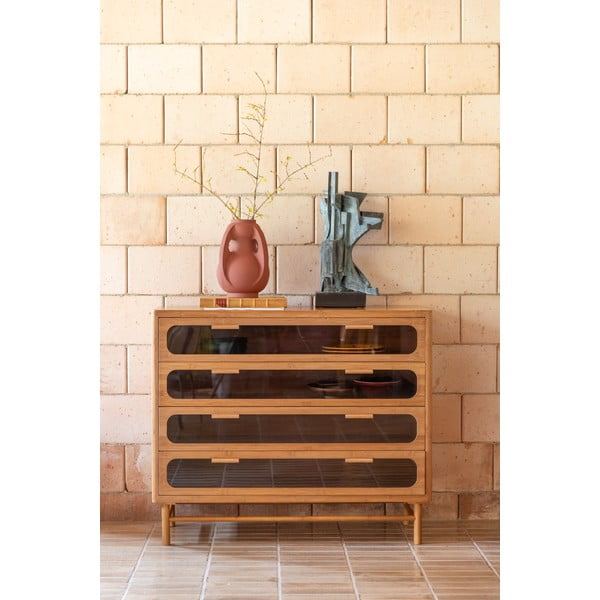 Natúr színű bambusz komód 105x88x38 cm Caroun – Dutchbone-image-1