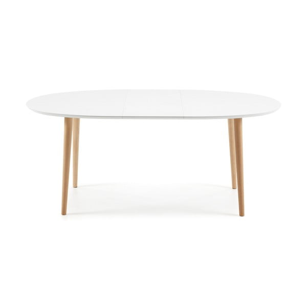 Fehér bővíthető étkezőasztal fehér asztallappal 90x140 cm Oqui – Kave Home-image-2