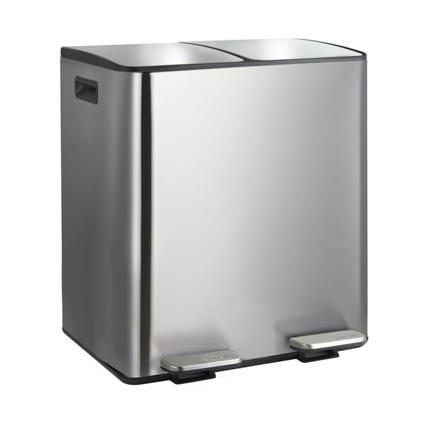 Matt ezüstszínű acél szelektív pedálos szemetes 2x20 l   Aliya – Spirella