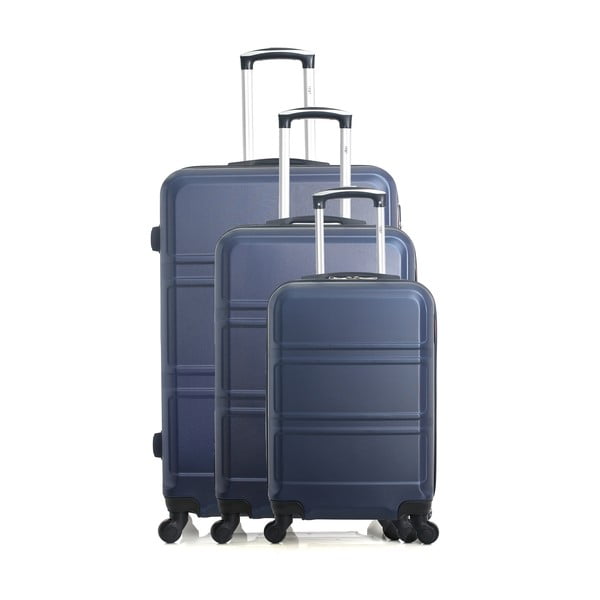 Utah 3 db-os kék gurulós bőrönd szett - Hero