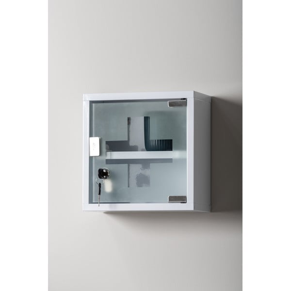 Fehér fém fali gyógyszeres szekrény 12x25 cm    – PT LIVING-image-1