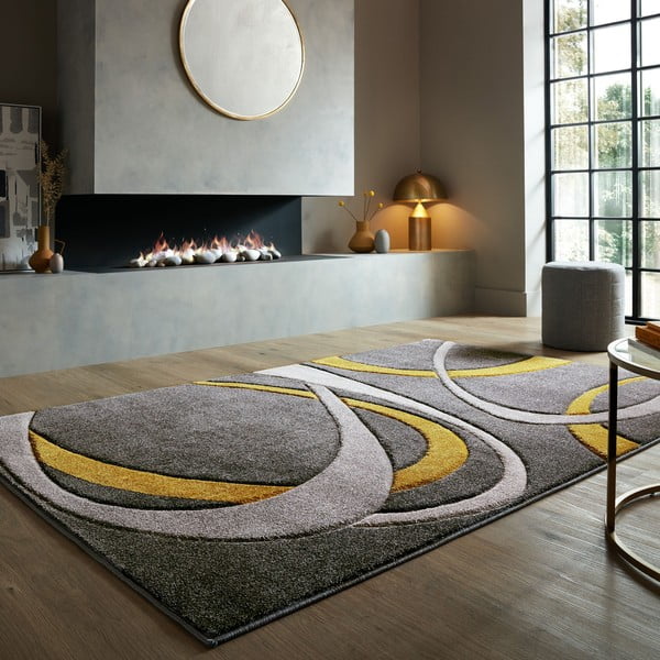 Okkersárga-szürke szőnyeg 160x230 cm Elude Orb – Flair Rugs-image-1