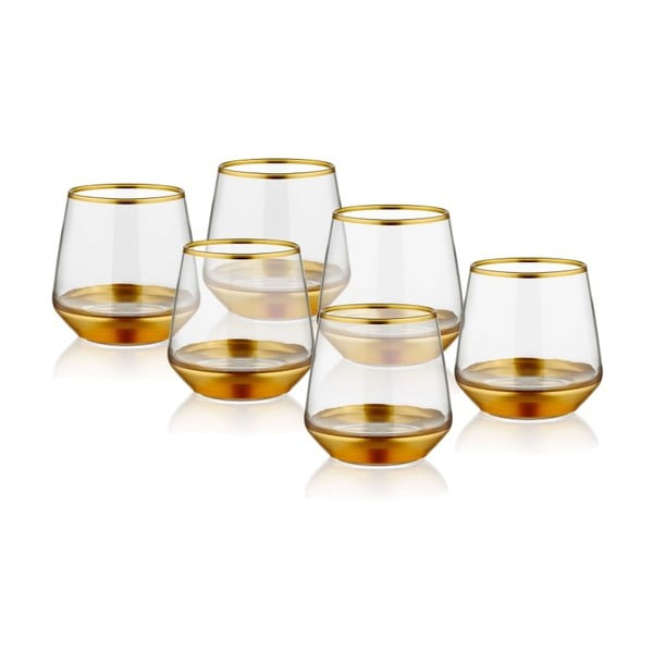 Glam 6 részes whiskys pohár szett arany díszítéssel - The Mia