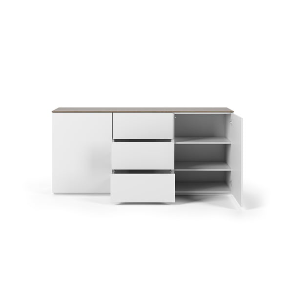 Join fehér komód diófa dekorral, 3 fiókkal és 2 ajtóval - TemaHome-image-2