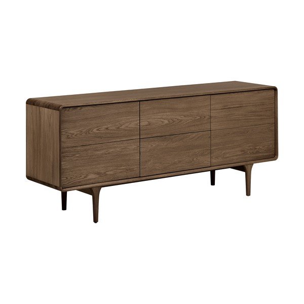 Sötétbarna komód tölgyfa dekorral 180x75x45 cm Darwin – House Nordic