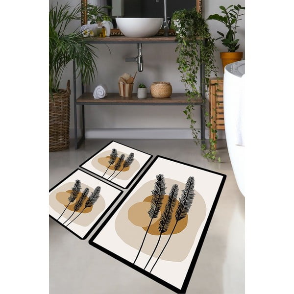 Barna fürdőszobai kilépő szett 3 db-os 60x100 cm Day Sunrise – Foutastic-image-1