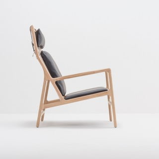 Dedo fotel tömör tölgyfa konstrukcióval, fekete bivalybőr ülőpárnával - Gazzda