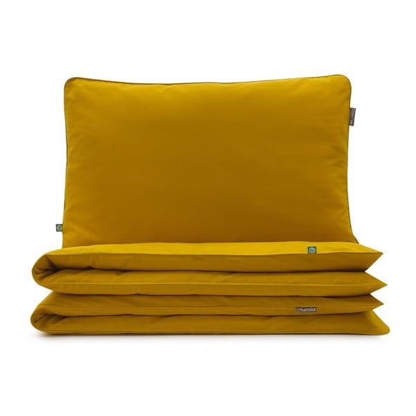 Mustársárga gyerek pamut ágyneműhuzat garnitúra, egyszemélyes ágyhoz, 100 x 135 cm - Mumla