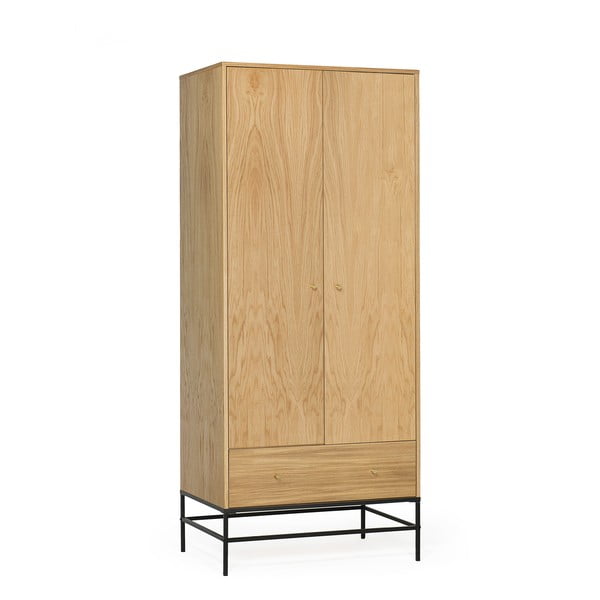 Natúr színű ruhásszekrény tölgyfa dekorral 80x190 cm Flora – Woodman-image-2