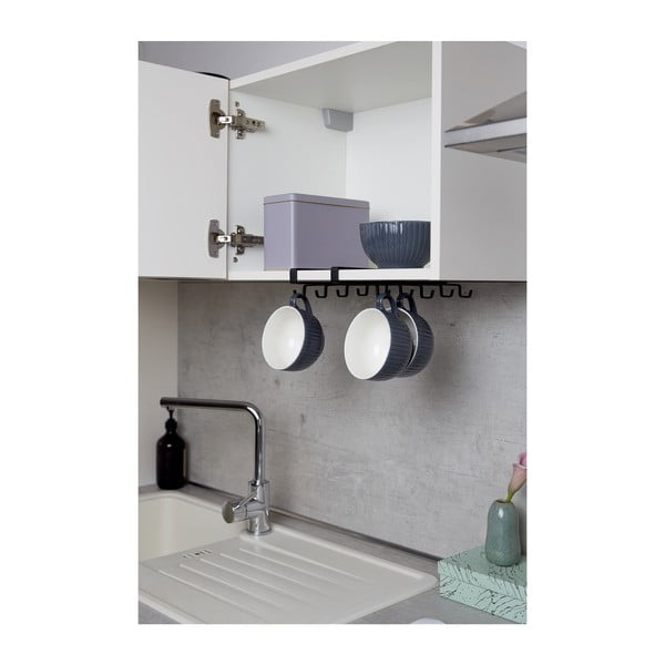 Fekete, polc alatti bögretartó 8 akasztóval - Wenko-image-2