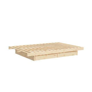 Kanso kétszemélyes ágy borovi fenyőből, tárolóhellyel, 160 x 200 cm - Karup Design