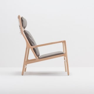 Dedo fotel tömör tölgyfa konstrukcióval, szürke bivalybőr ülőpárnával - Gazzda