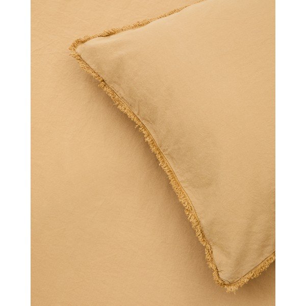 Mustársárga egyszemélyes hosszabbított pamut-perkál ágyneműhuzat 150x220 cm Sifinia – Kave Home-image-3