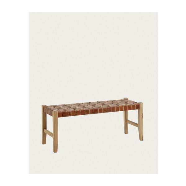 Konyakbarna-natúr színű bőr pad Calixta – Kave Home-image-3