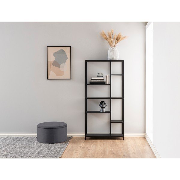 Retina szürke bársony puff, ⌀ 60 cm - Actona-image-1