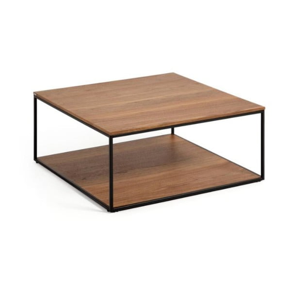 Barna dohányzóasztal diófa dekoros asztallappal 80x80 cm Yona - Kave Home