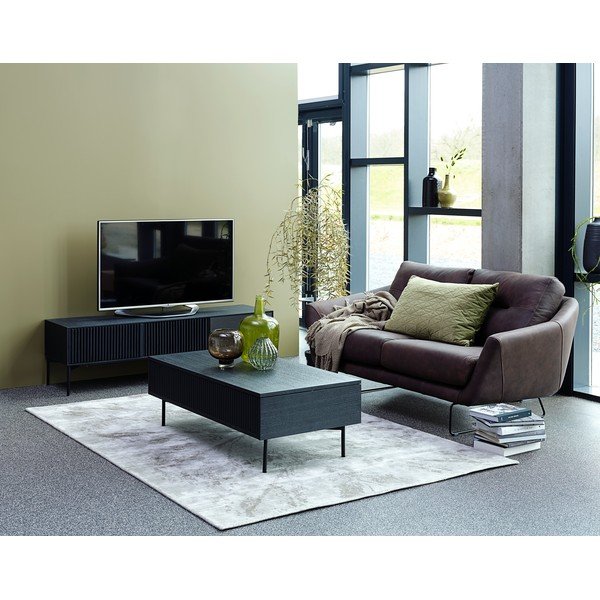 Oxford fekete tölgyfa TV-állvány fém szerkezettel, szélesség 160 cm - Canett-image-2