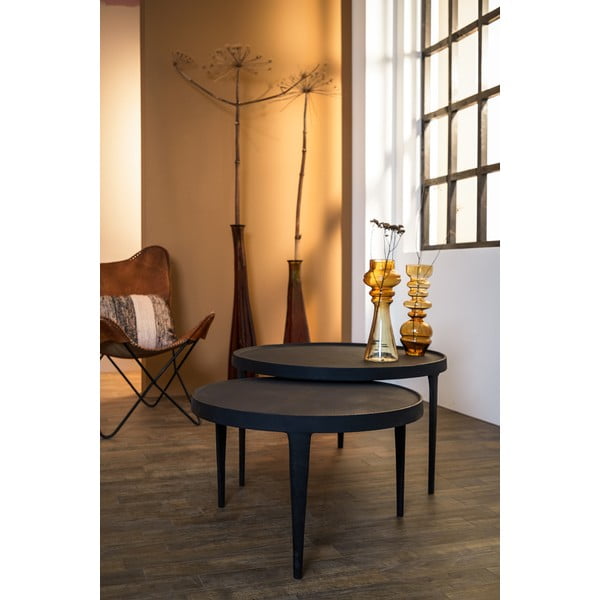 Fekete kerek dohányzóasztal szett 2 db-os ø 75 cm Tobias – Light & Living-image-3