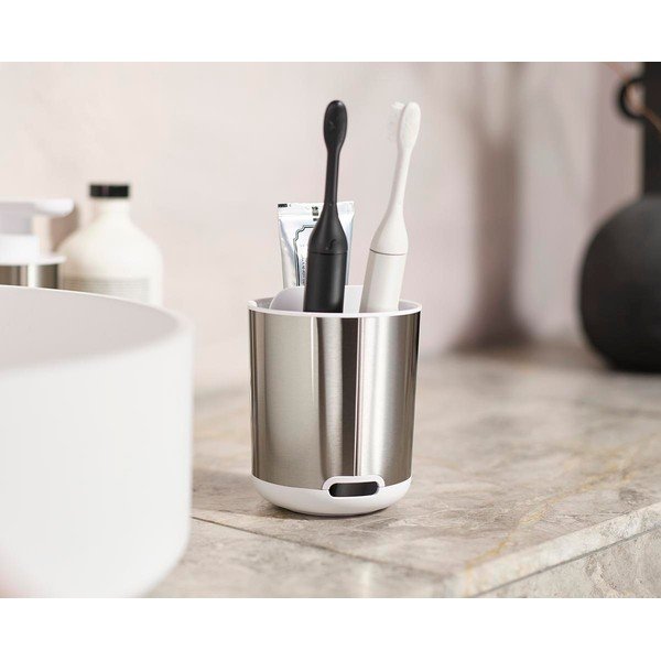 Ezüstszínű rozsdamentes acél fogkefetartó pohár Duo Steel – Joseph Joseph-image-2